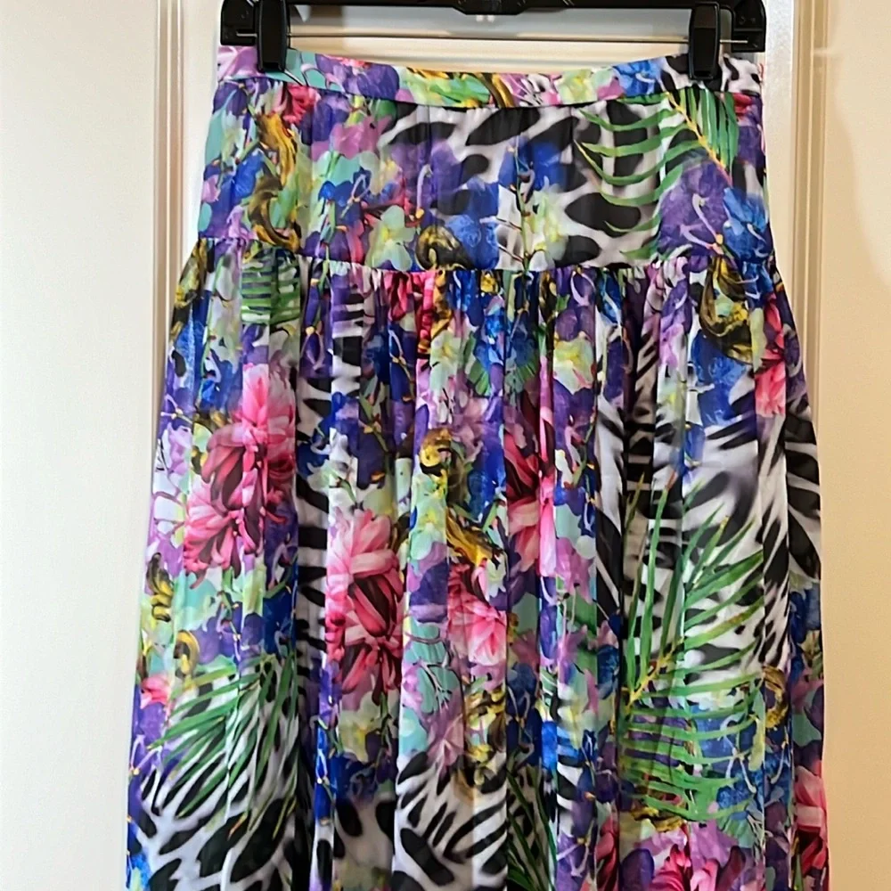 Boston Proper tropical print chiffon skirt - Picture 2 of 5